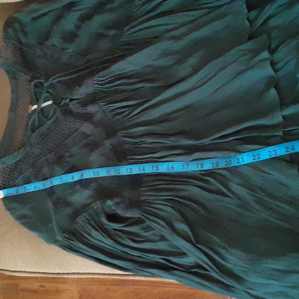 Free People Teal Lace-Up Blouse - Picture 3 of 7